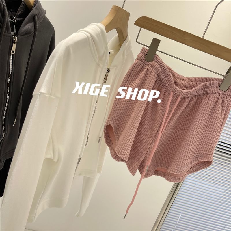 Shorts Plain Waist Drawstring