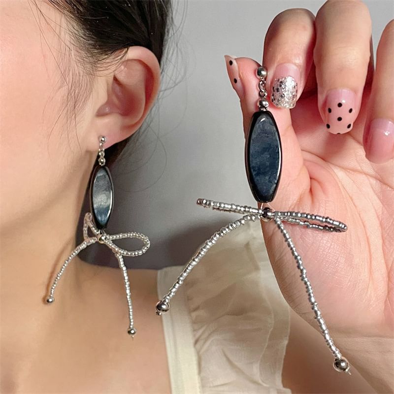 Drop Earring / Bow Necklace Beaded