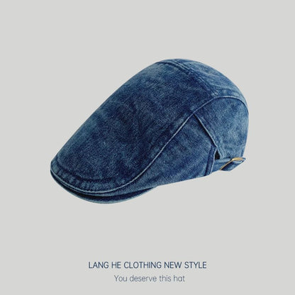 Washed Denim Flat Cap