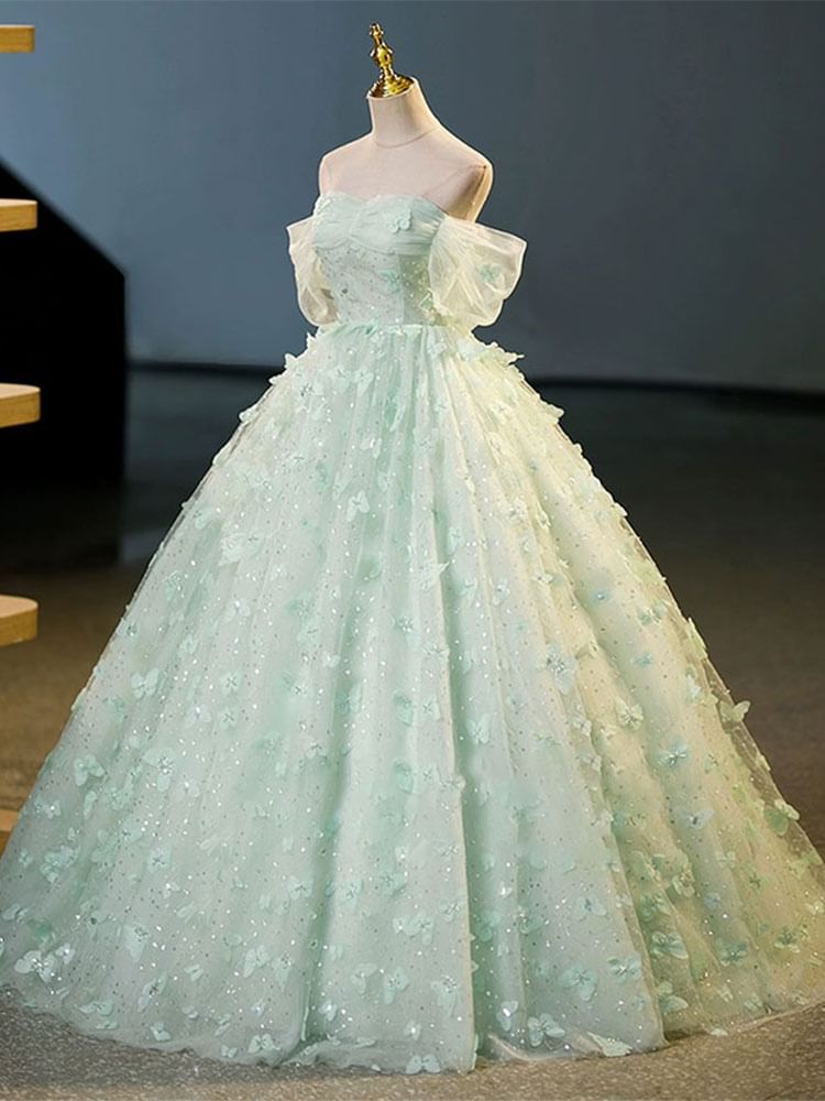 Off A-Line Butterfly Dress Evening Shoulder