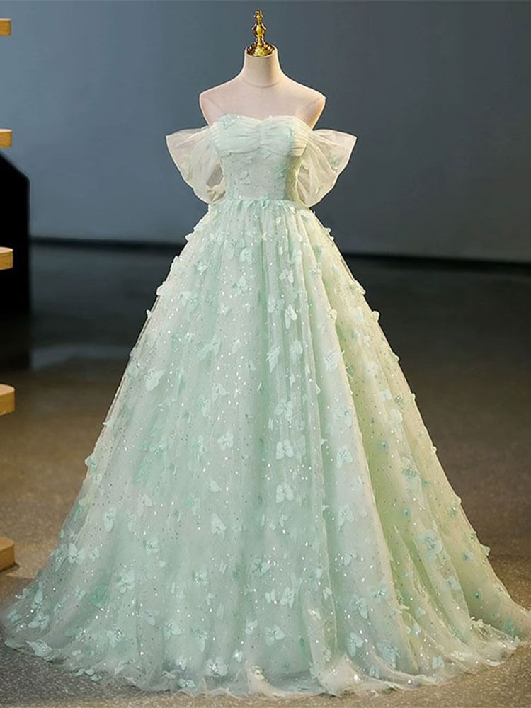 Off A-Line Butterfly Dress Evening Shoulder