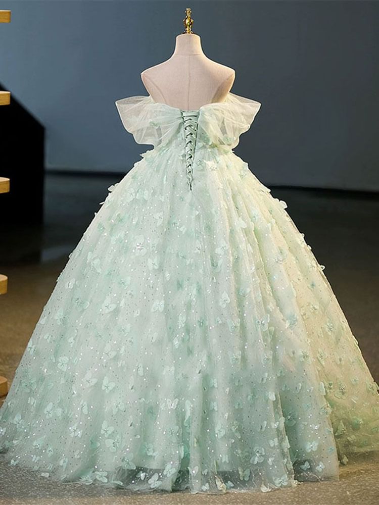 Off A-Line Butterfly Dress Evening Shoulder