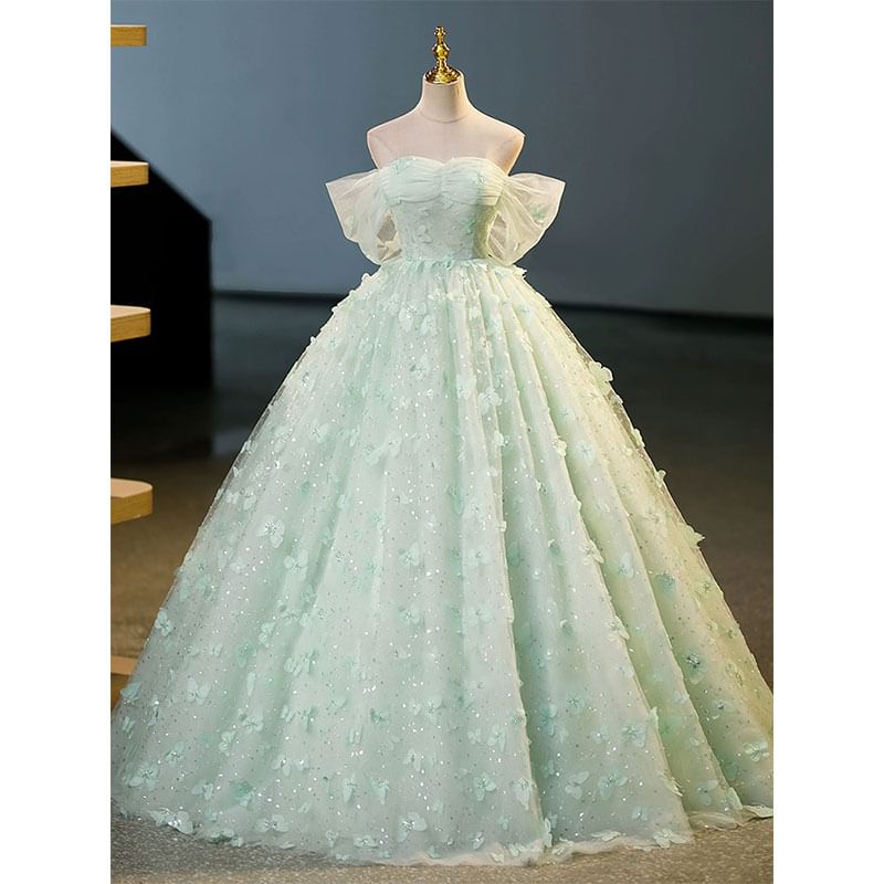 Off A-Line Butterfly Dress Evening Shoulder