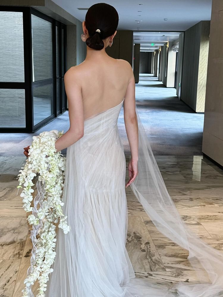 Tulle Sheath One Shoulder Evening Dress