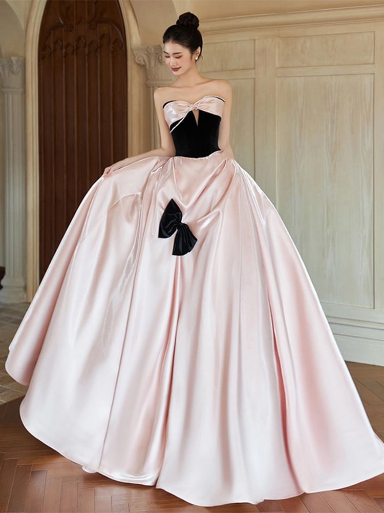 Two Evening Strapless A-Line Tone Bow Dress