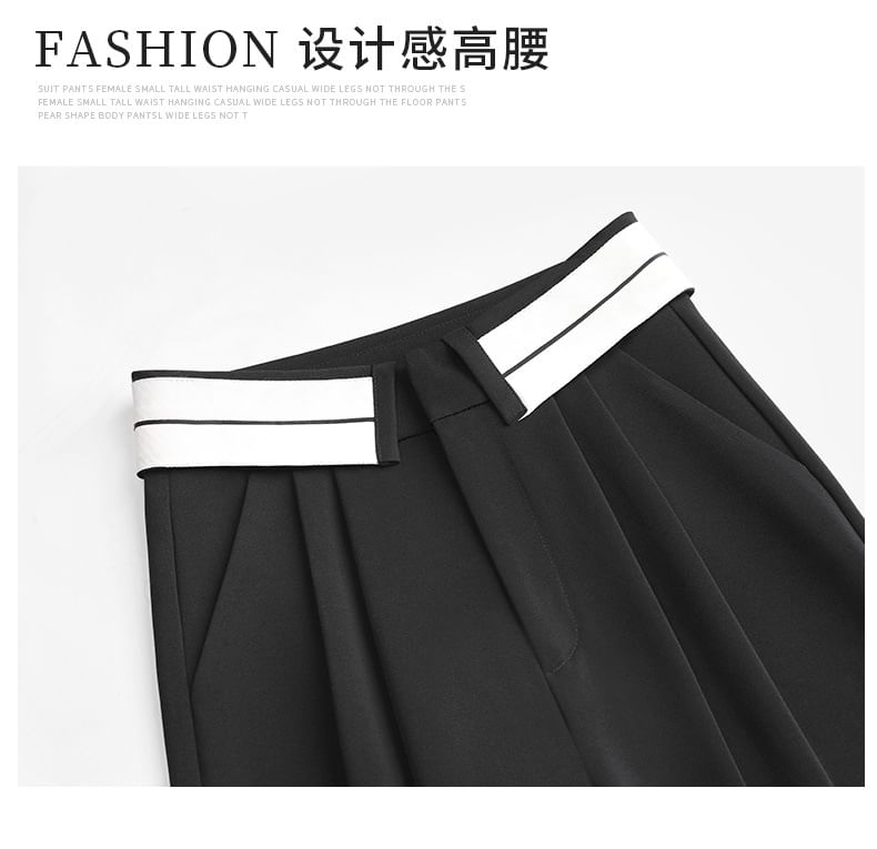 Pleated Wide High Suit Waist Leg Striped Pants