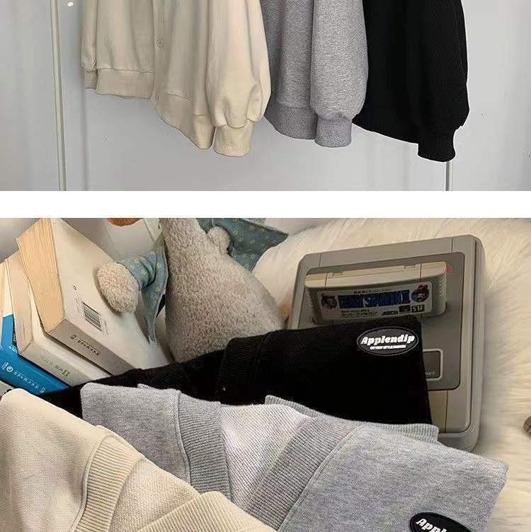 V-Neck Jacket Button Plain