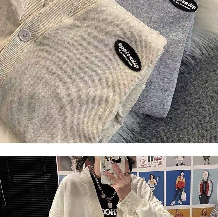 V-Neck Jacket Button Plain