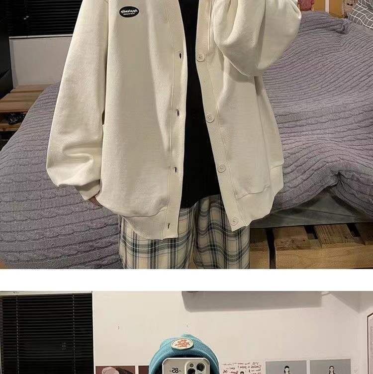 V-Neck Jacket Button Plain