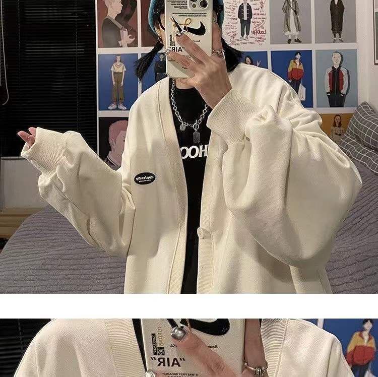 V-Neck Jacket Button Plain