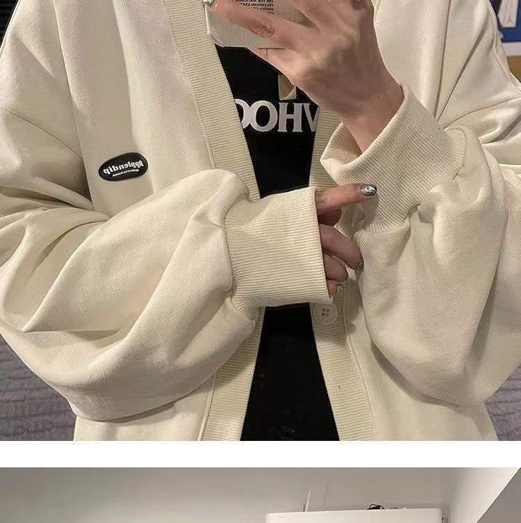 V-Neck Jacket Button Plain