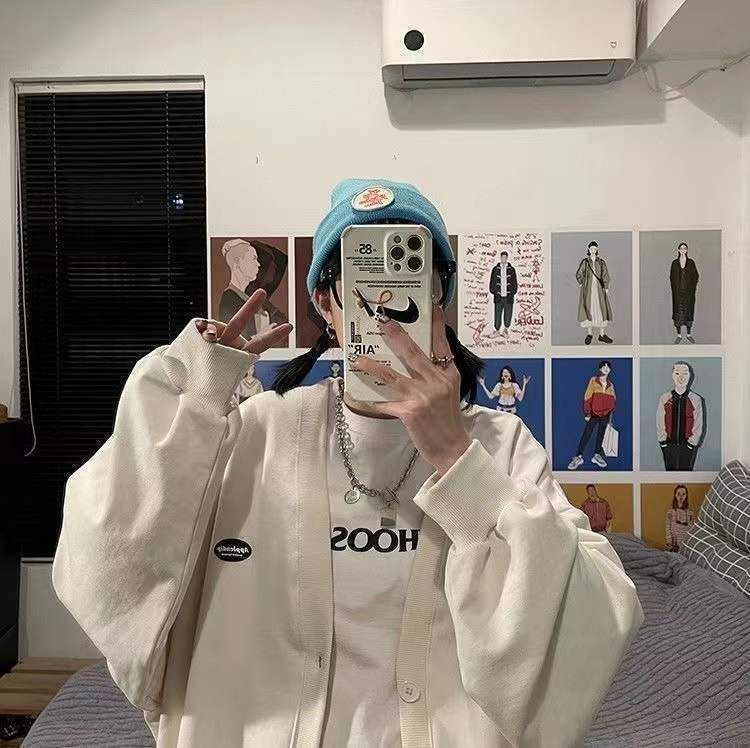 V-Neck Jacket Button Plain