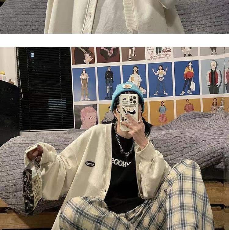 V-Neck Jacket Button Plain