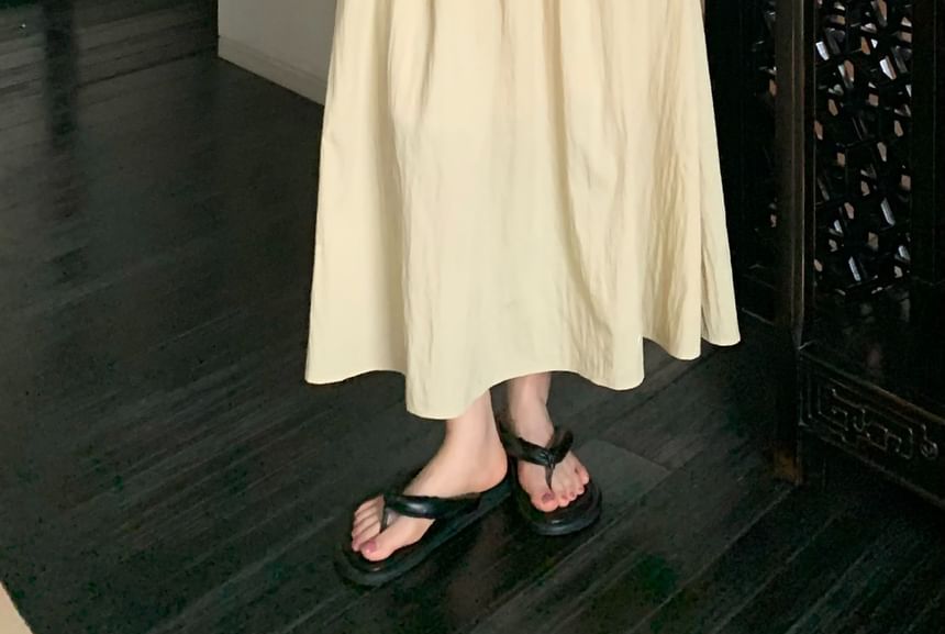 Skirt Maxi Plain A-Line Waist Elastic