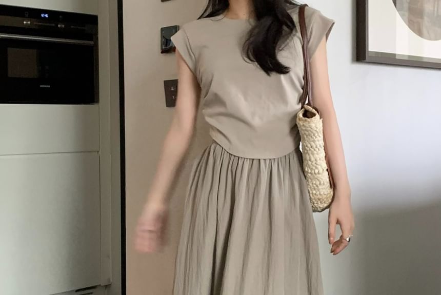 Skirt Maxi Plain A-Line Waist Elastic