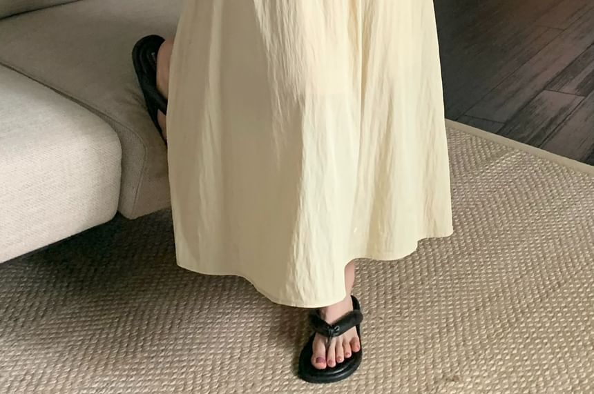 Skirt Maxi Plain A-Line Waist Elastic