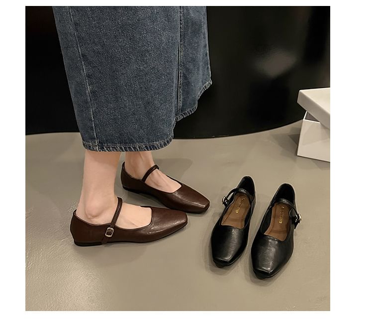 Square Toe Mary Jane Flats