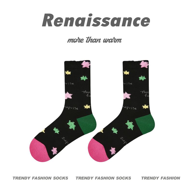 Star Pattern Crew Socks