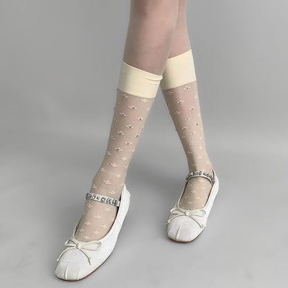 Rhinestone Knee High Socks