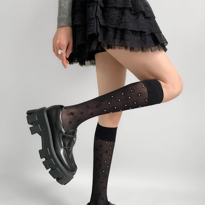 Rhinestone Knee High Socks