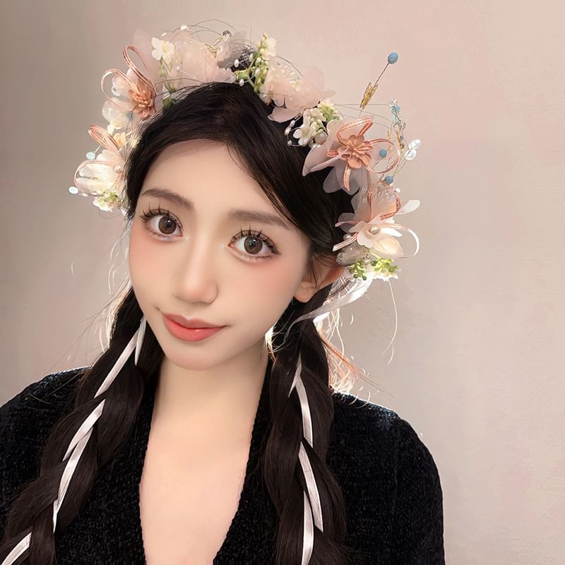 / Bracelet Mesh Floral Headband