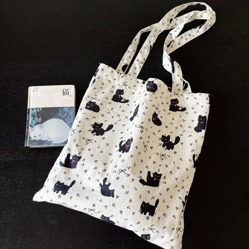 Cat Shopper Bag Print