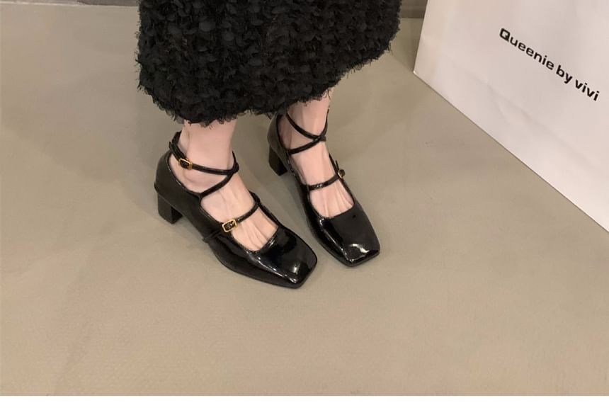 Square-Toe Shoes Jane Chunky Mary Heel