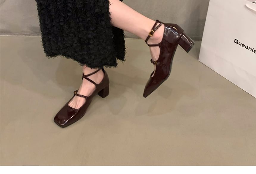 Square-Toe Shoes Jane Chunky Mary Heel