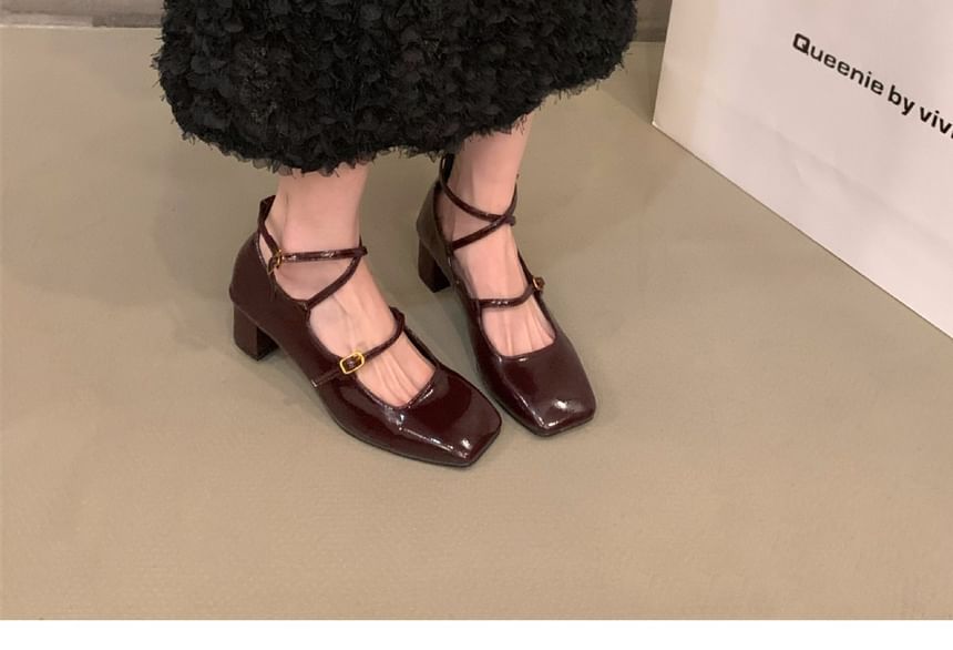 Square-Toe Shoes Jane Chunky Mary Heel