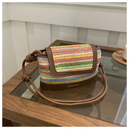 Striped Flap Shoulder Bag