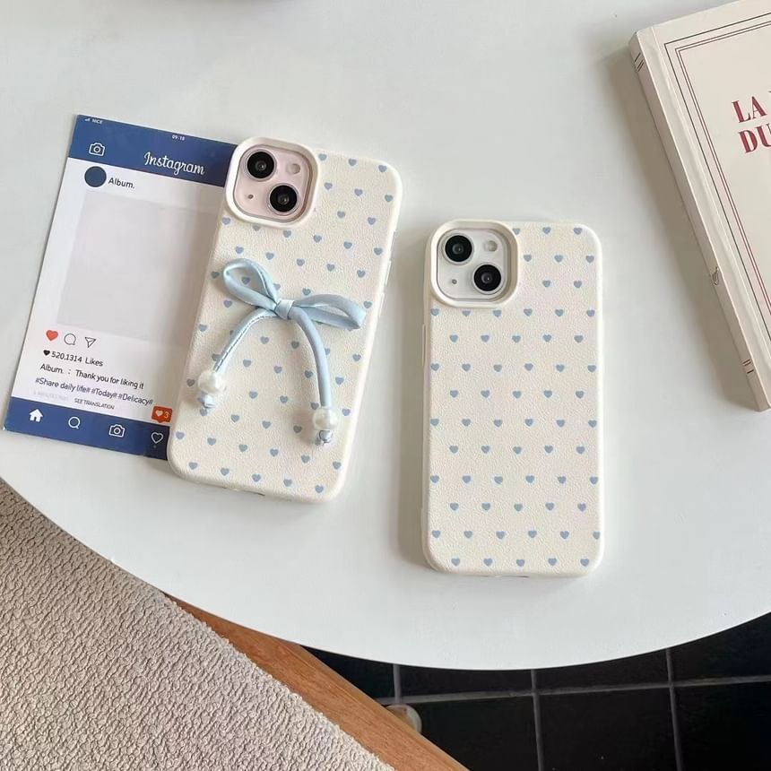 Heart Leather Adhesive Faux Set Bow / Decoration Phone Case