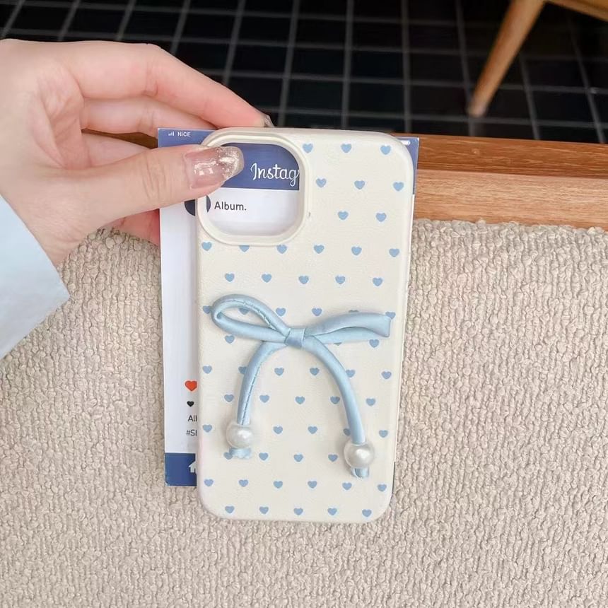 Heart Leather Adhesive Faux Set Bow / Decoration Phone Case