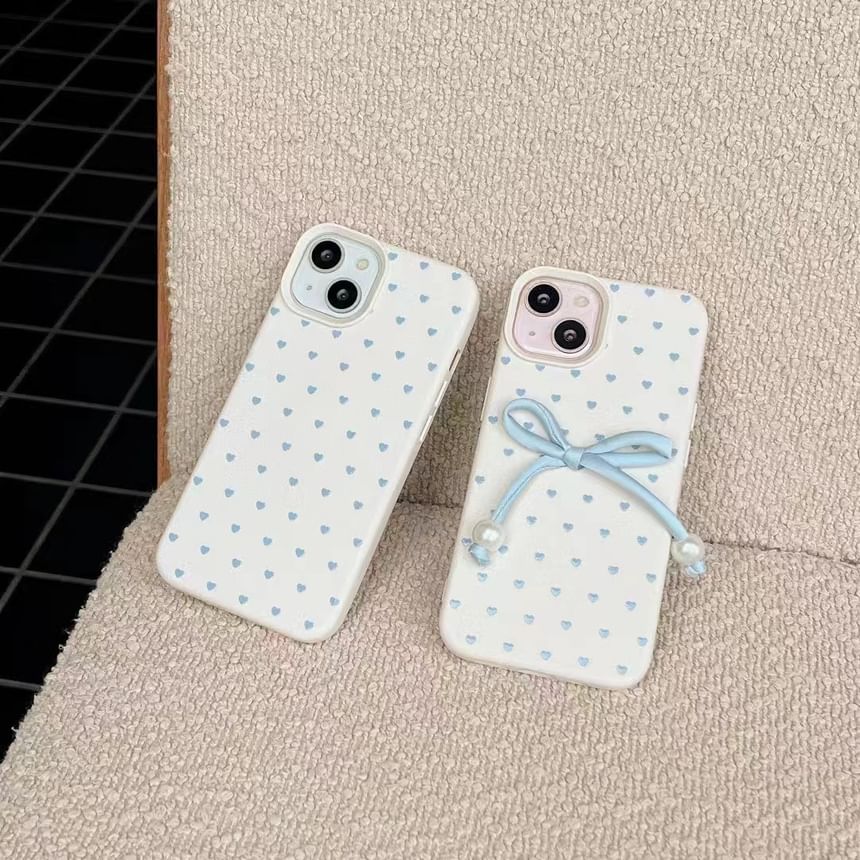 Heart Leather Adhesive Faux Set Bow / Decoration Phone Case