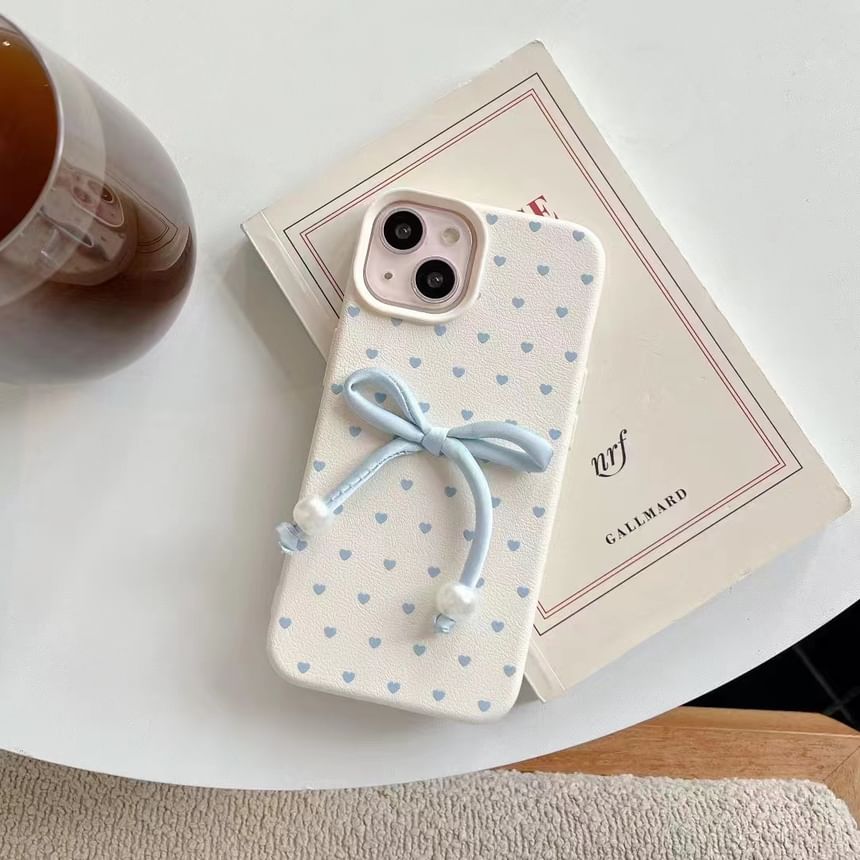 Heart Leather Adhesive Faux Set Bow / Decoration Phone Case