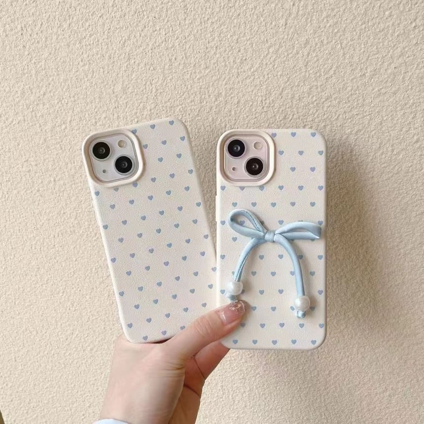 Heart Leather Adhesive Faux Set Bow / Decoration Phone Case