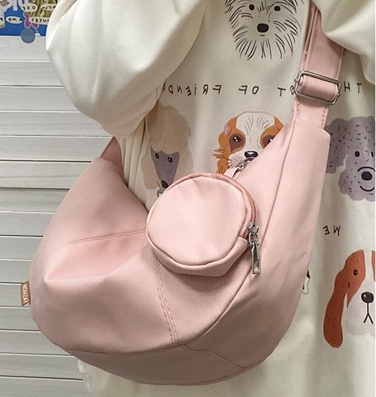 Coin Zipper Plain Purse Pouch With Crossbody