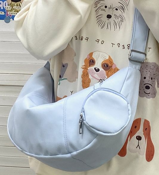 Coin Zipper Plain Purse Pouch With Crossbody