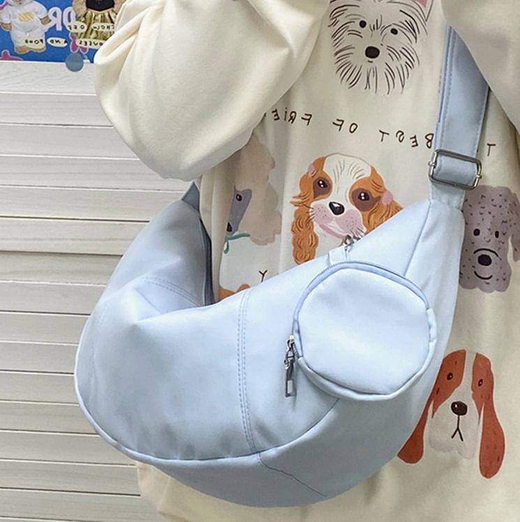 Coin Zipper Plain Purse Pouch With Crossbody