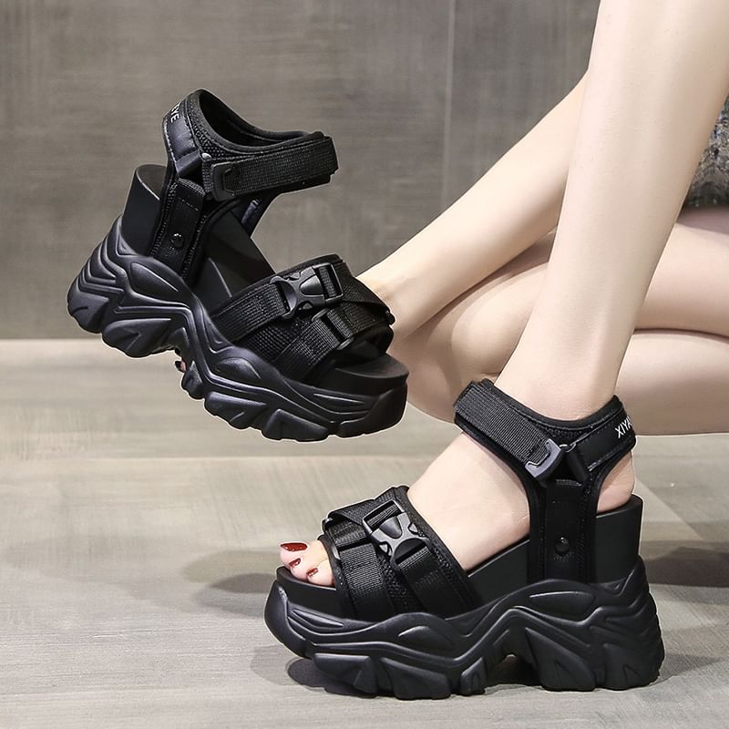 Platform Sandals Wedge Buckled
