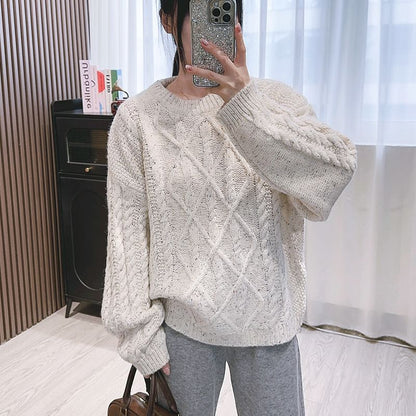 Crew Neck Cable Knit Sweater