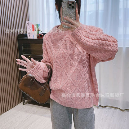 Crew Neck Cable Knit Sweater