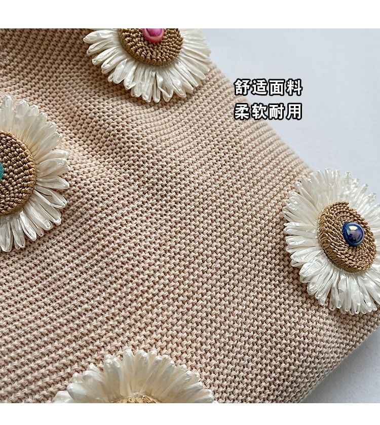 Knit Shopper Accent Bag Flower