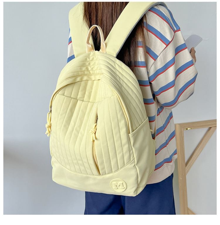 Plain Backpack Quilted Laptop