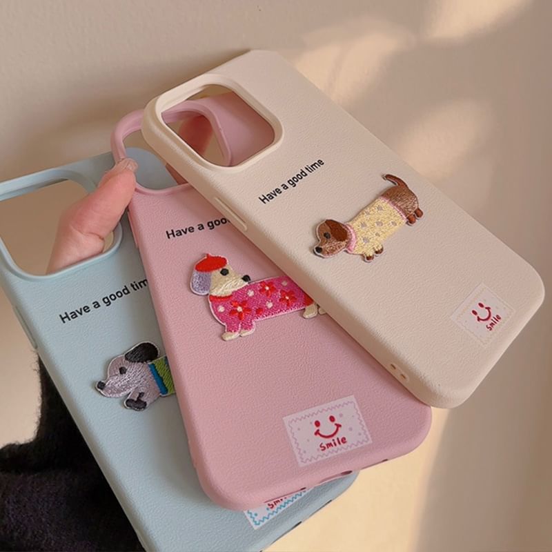 Dog Embroidered Phone Case