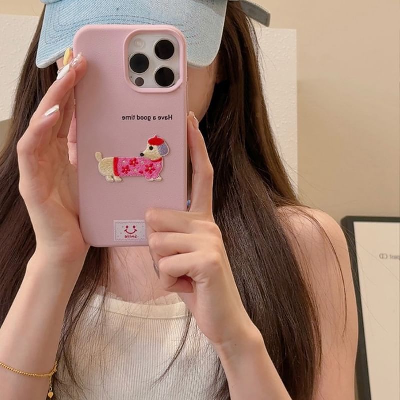 Dog Embroidered Phone Case