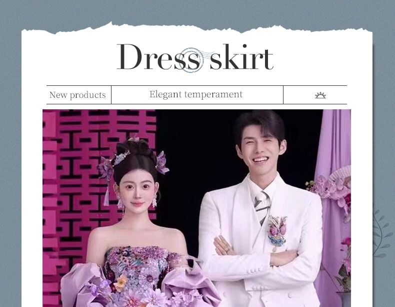 Strapless Floral Sequin Mermaid Evening Gown