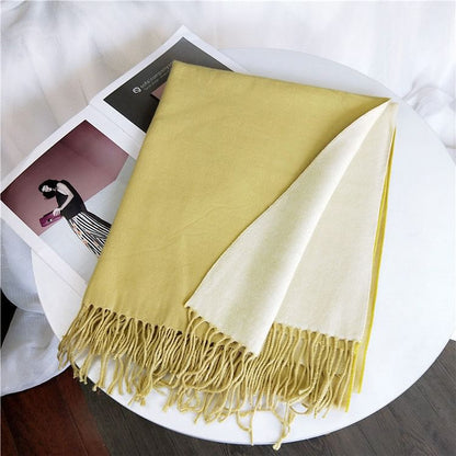 Two Tone Fringed Trim Scarf