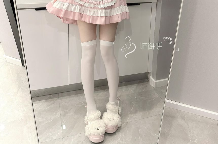 Set: Long-Sleeve Sailor Collar Two Tone Bow Accent Lace Trim Mini A-Line Dress + Apron