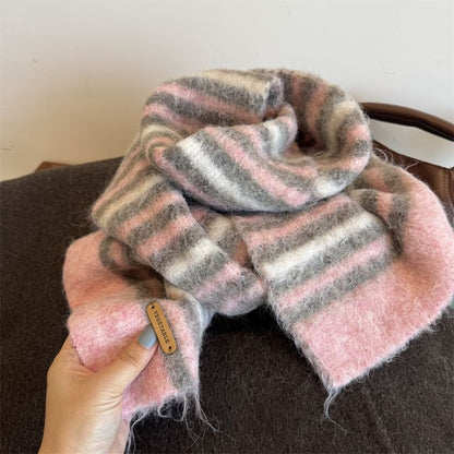 Striped Fluffy Scarf