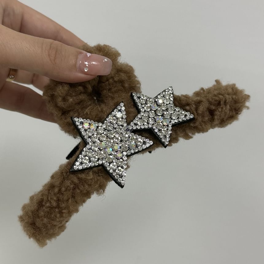 Star Rhinestone Furry Hair Claw